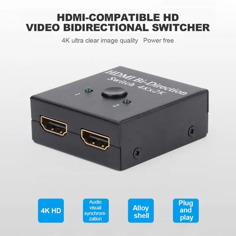 HDMI-совместимый сплиттер KVM двунаправленный 1x 2/2x1 HDMI-совместимый коммутатор 2 в 1 для ТВ-приставки коммутатор адаптер