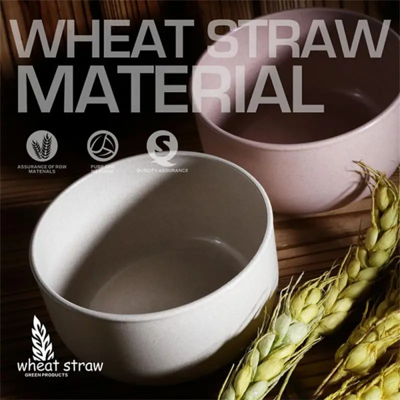 

New Wheat Straw Anti-Fall Bowl Dinner Bowl Bamboo Fiber Divided Dining Bowl Cartoon Snack Tray Breakfast Dishes Kitchen Tablewar