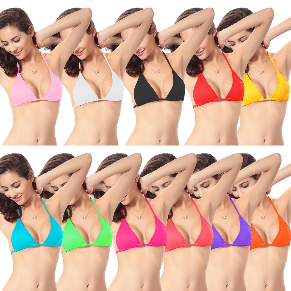 

2022 Fashion Europe and The United States Brazil Sexy Women's Bikini Swimming Bikini Solid Color Top