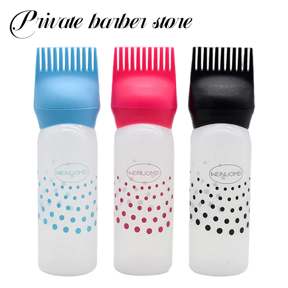 

6oz Multicolor Plastic Hair Dye Bottle Hairdressing Refillable Container Salon Hair Coloring Applicator With Comb Barber Tools