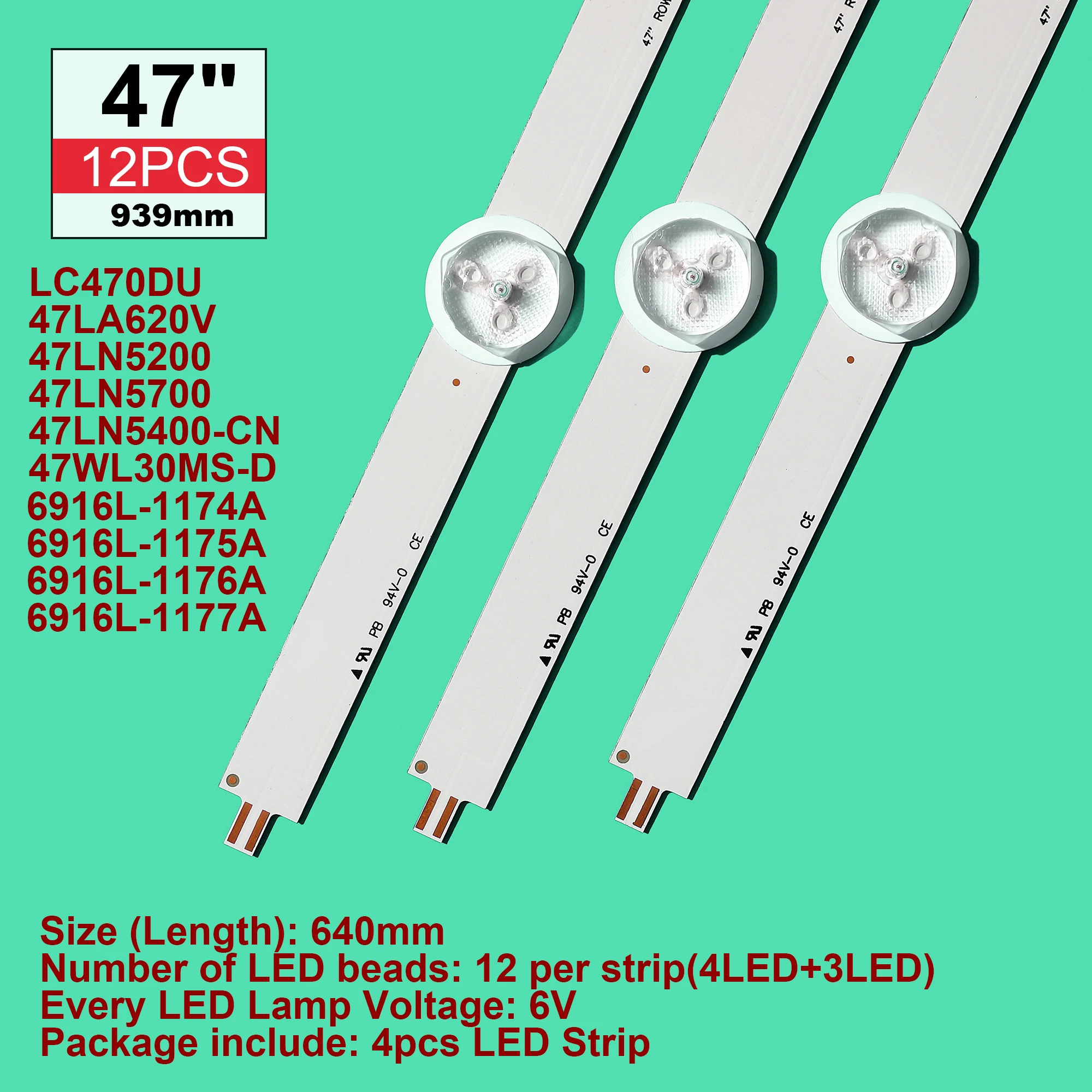 (Новый оригинальный комплект) 12 Светодиодный т. светодиодных лент для подсветки