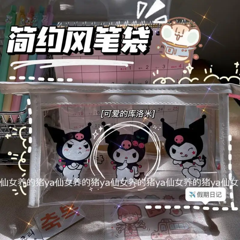 

Sanrio Kuromi MyMelody Cinnamoroll прозрачный карандаш, фотокарандаш, сумка на молнии, маленькая молния, Ins, рождественский подарок для девочек, для детей