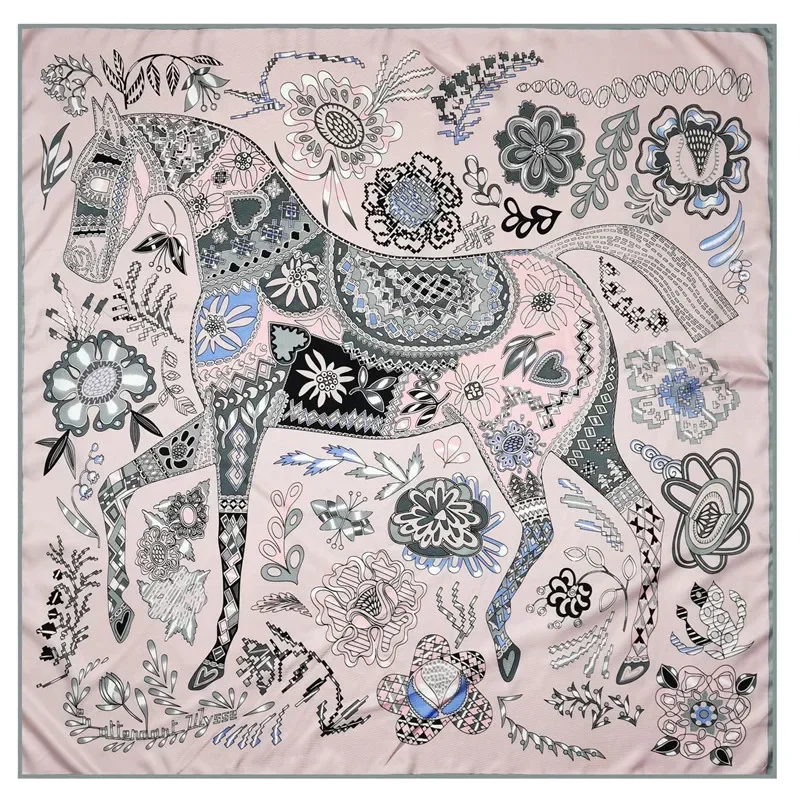 Фирменный шелковый шарф 90*90 см саржевые шарфы с дизайнерскими краями Seda Natural 100 ℅