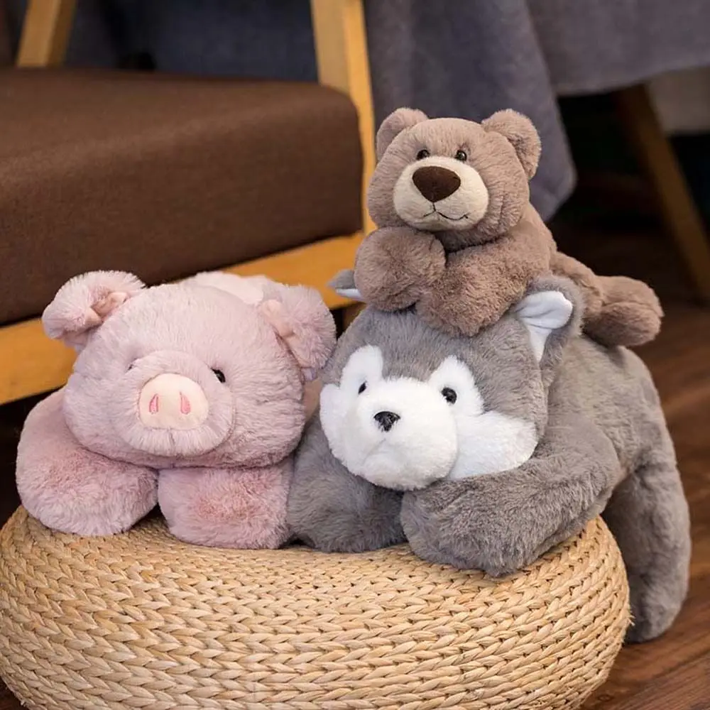 

Плюшевая подушка для сна в виде животного, пушистая животная, в положении лежа, медведь, динозавр, плюшевая игрушка, медведь, плюшевая подушка, набивные игрушки, свинья, плюшевая кукла