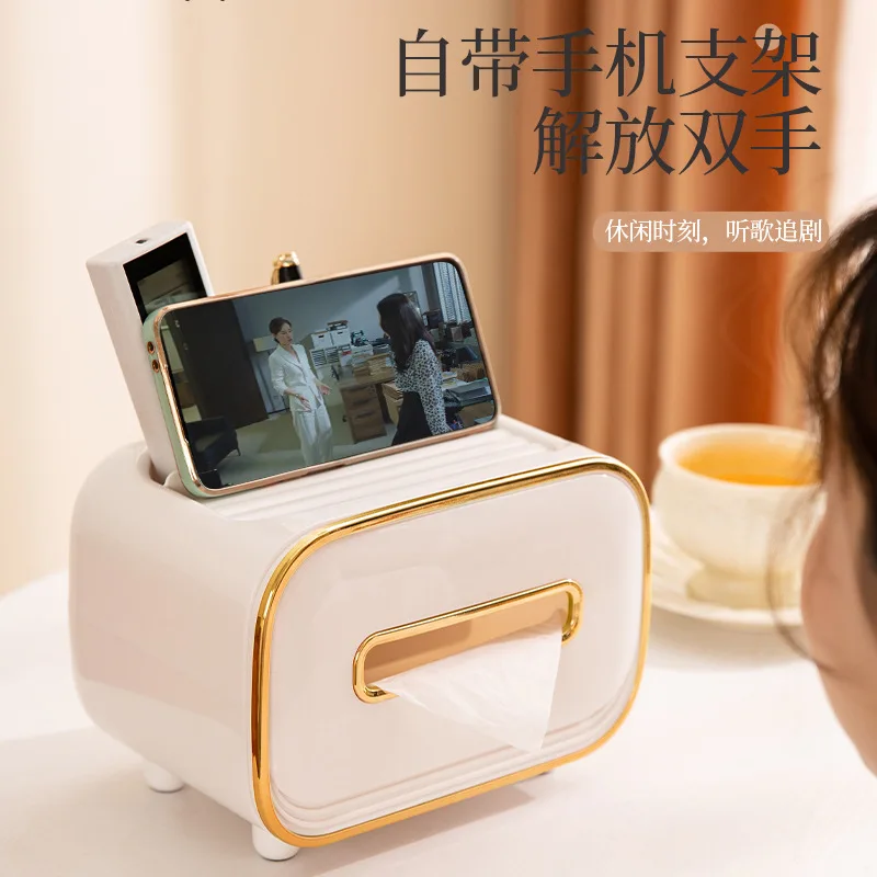 

Tissue Storage Box Napkin Paper Holder Multifunctional Sundries Storage Ontainer Living Room Stationery Organizer
