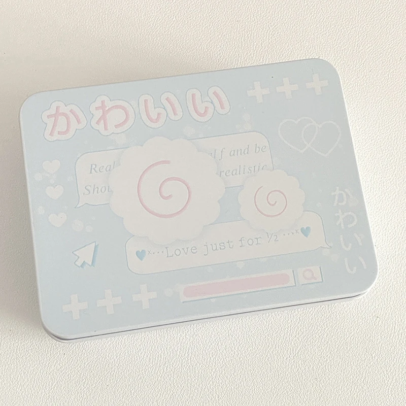 

1 шт. железная коробка для хранения с героями мультфильмов Kpop, фотокарточки, настольное хранилище, маленькие наклейки для карт, ленты, ящик для хранения канцелярских принадлежностей, офисных принадлежностей