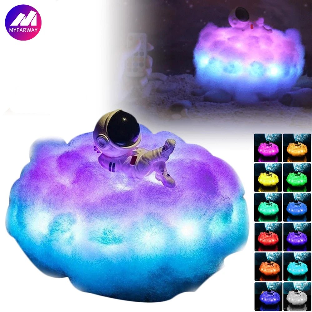 Astronaut Colorful Clouds Night Light  With Rainbow Effect Special LED Lamp  Desk Space Man Bedroom Decoration Creative