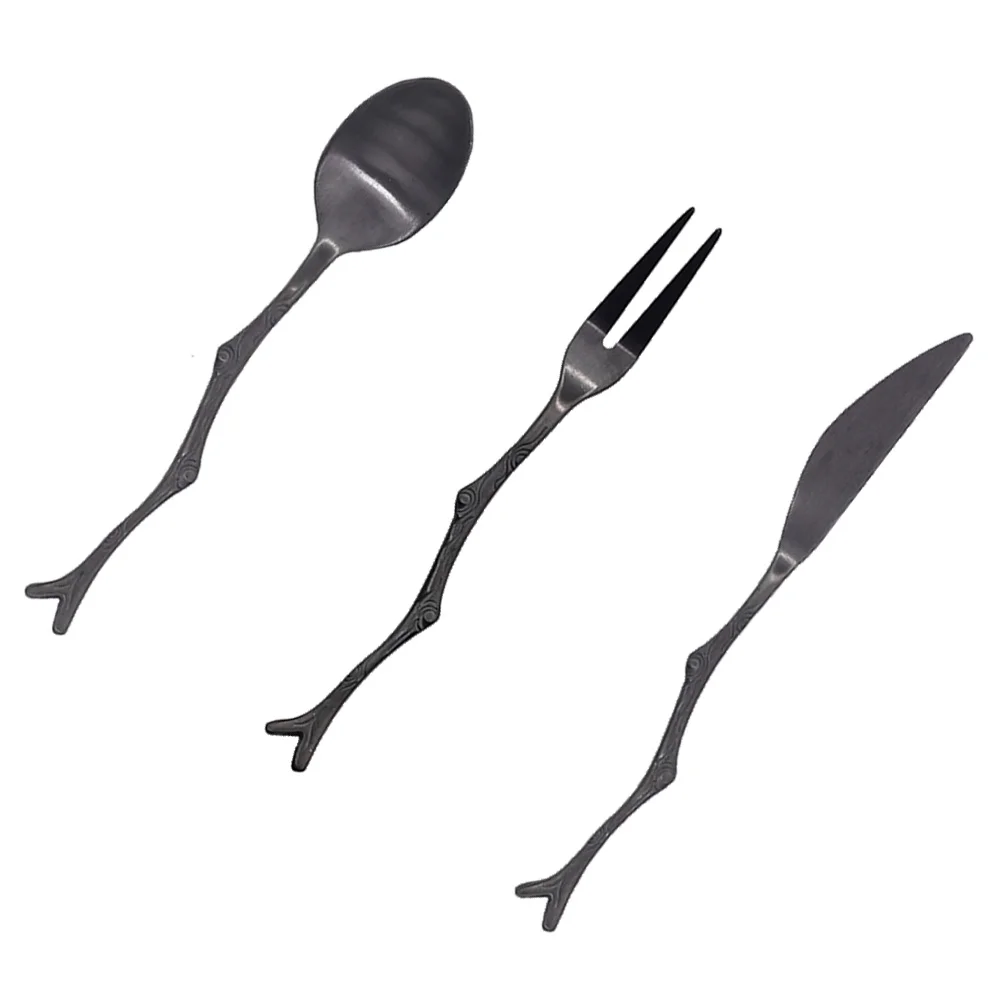 

Set Spoon Fork Dessert Stainless Steel Spoons Coffee Flatware Forks Cutlery Fruit Vintage Silverware Kitchen Kit Tableware