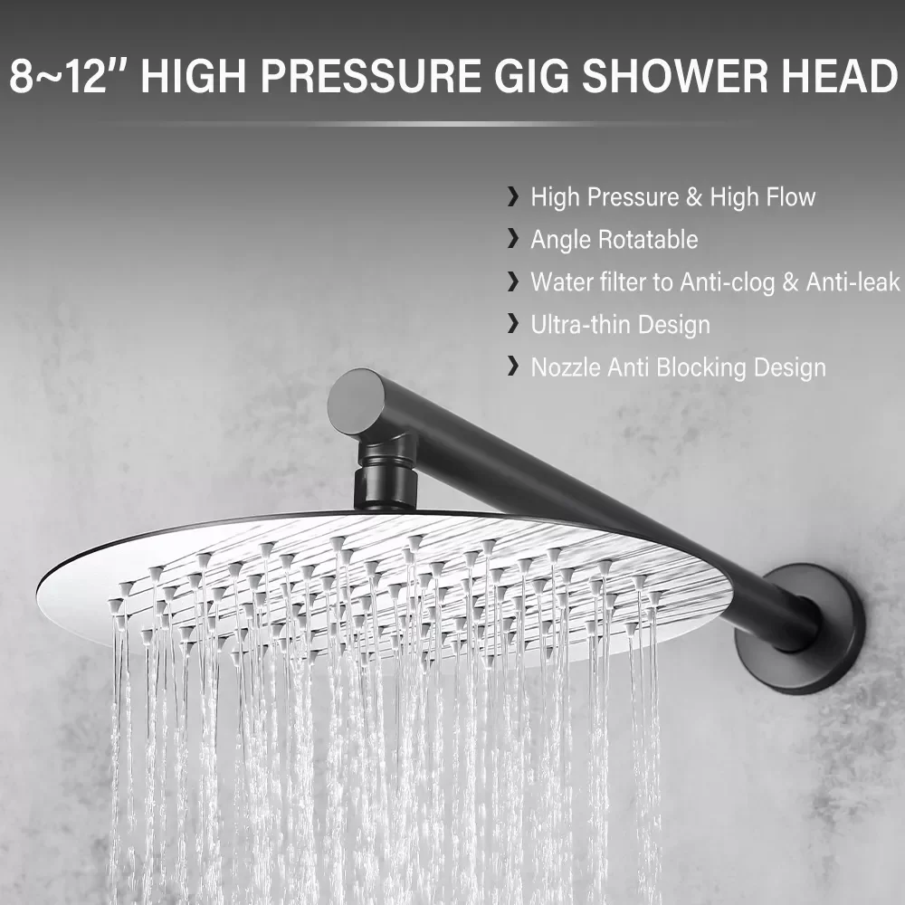 

Bathroom Tap Set Bathtub Shower Faucets Single Handle Mixer Gun Grey Brass Hot Cold Water Concealed Rainfall Head