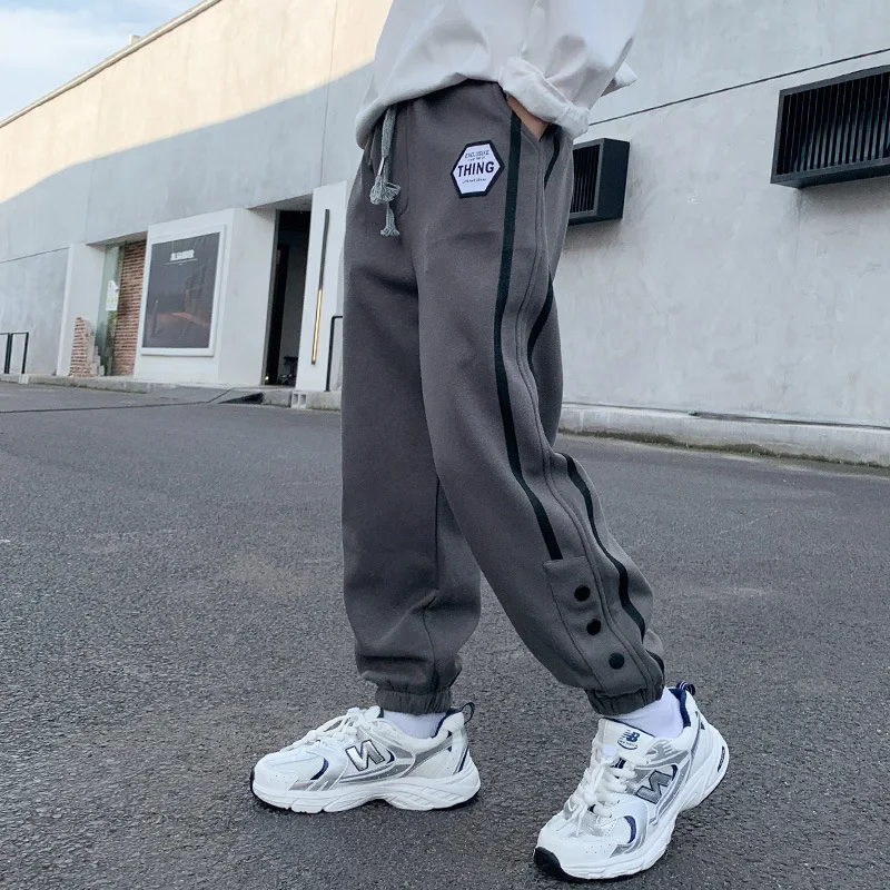 Children's Sports Pants for Autumn and Winter with Thick Fleece Medium To Large-sized Boys Kids Clothes Boy