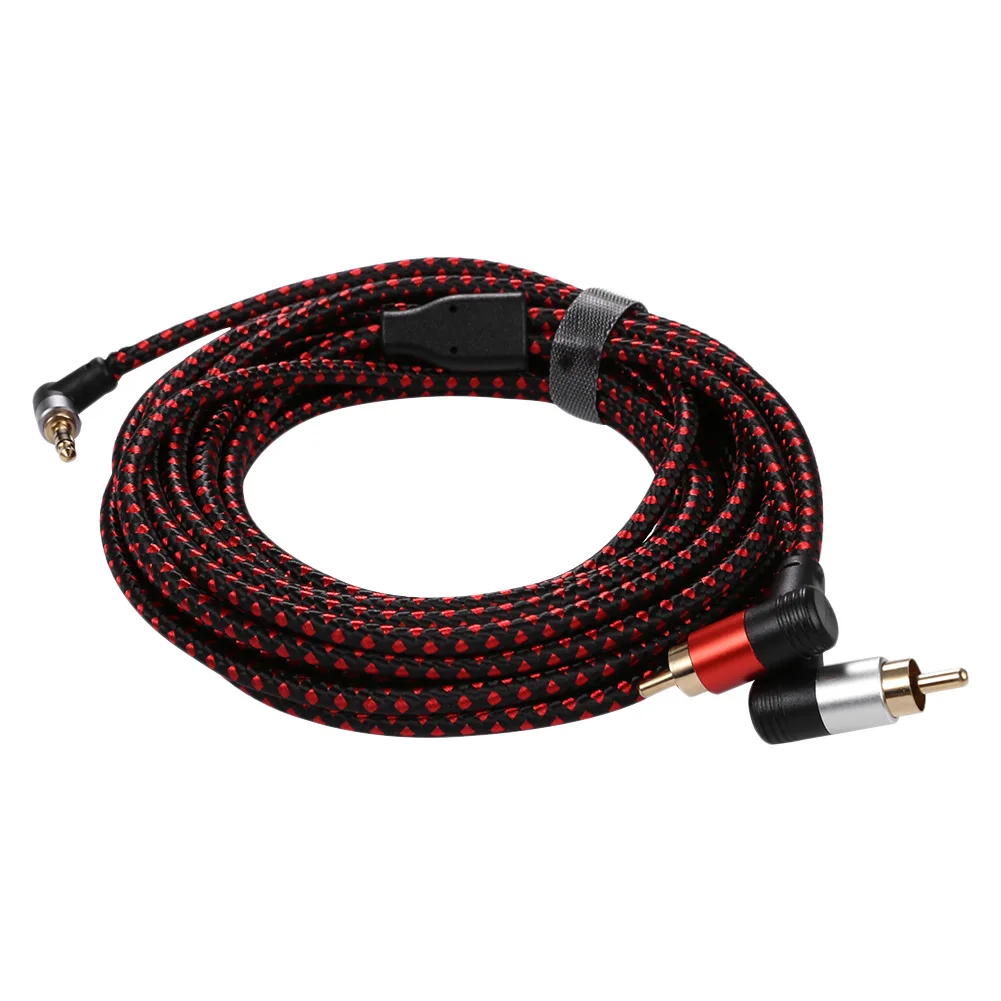 

90 Degree Right Angle 3.5MM Maleto RCA Stereo Audio Y Splitter Cable 2RCA Male to 3.5MM Male Jack RCA AUX Cable for DJ Amplifier