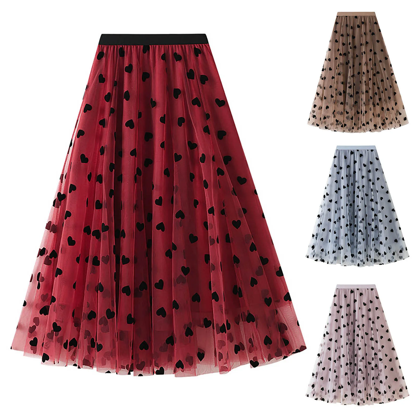 

Women's Embroidery Heavy Industry Half Dress Large Size Skirt A-line Artistic High Waist Valentine's Day Long Skirt юбка