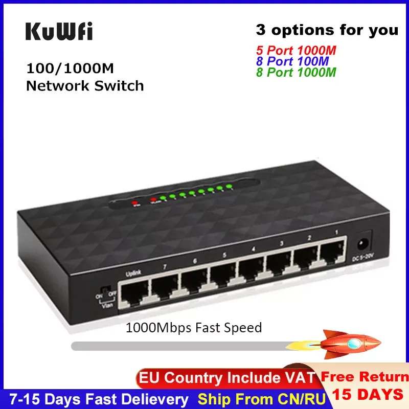 

5/8Port Gigabit Switch Ethernet Smart Switcher High Performance 100Mbps Ethernet Network Switch RJ45 Hub Internet Injector