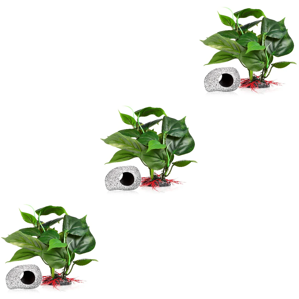 

3 Sets Aquarium Artificial with Cave Artificial Green with Cave Artificial and Hiding Cave