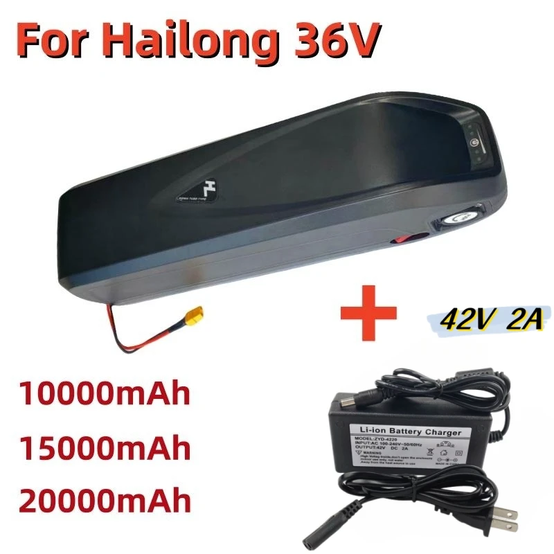 

36V 10/15/20AH For Hailong Battery 30A BMS For 350W 500W 750W 1000W Motor 42V 2A Charger