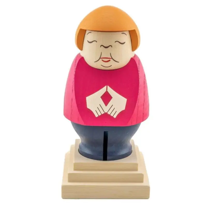 

Angela Merkel Cartoon Figure Wooden Statue Home Desktop Ornament Decoration