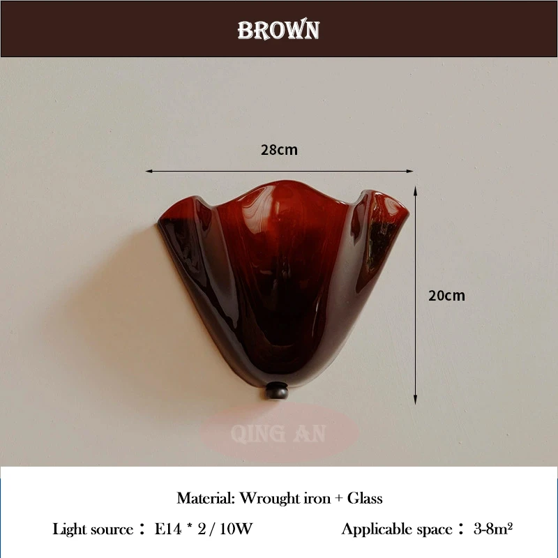 

Стеклянные настенные светильники, янтарный, кованое железо+стекло