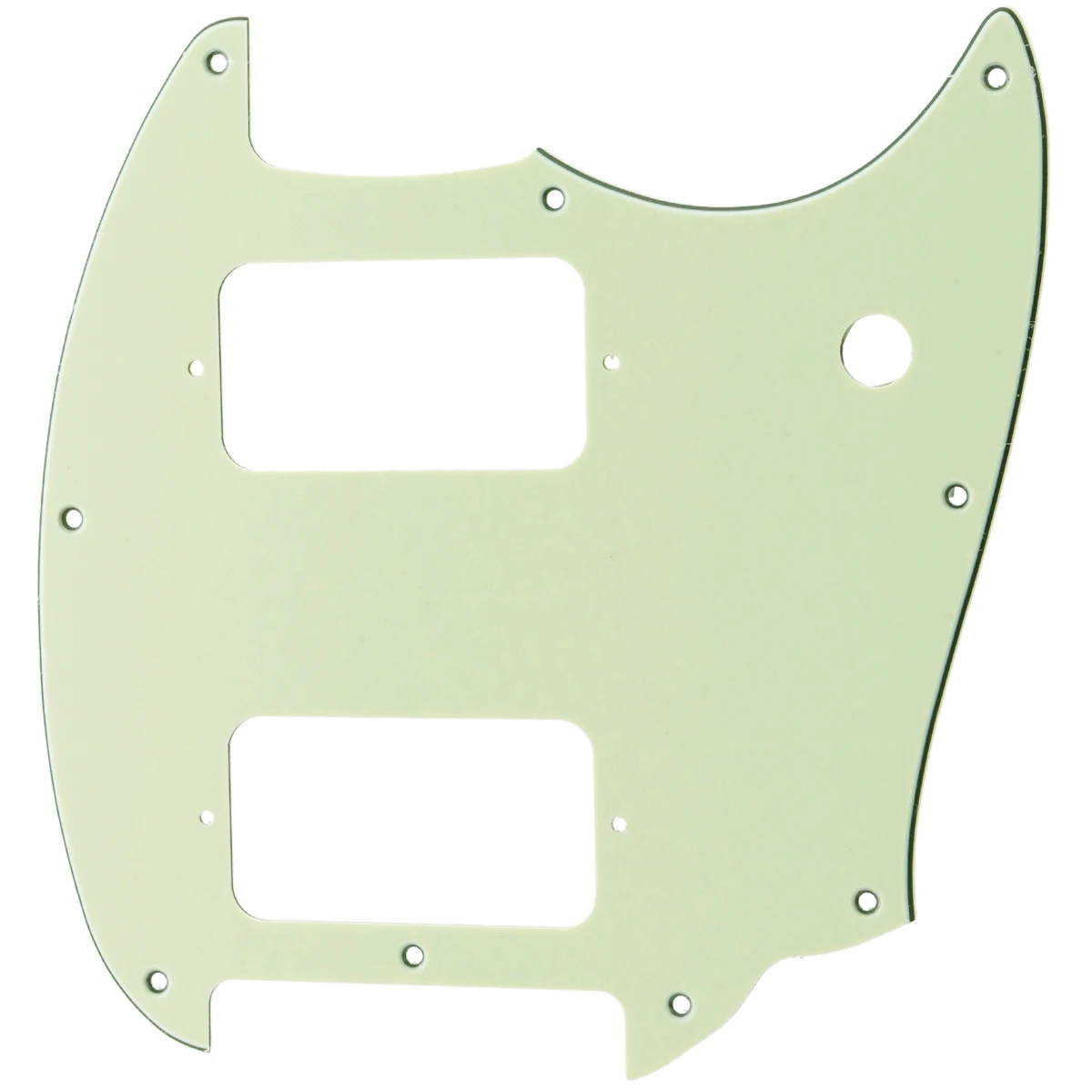 Musiclily Pro 9 Holes Round Corner HH Guitar Pickguard 2 Humbuckers for Squier Bullet Series Mustang, 3Ply Mint Green