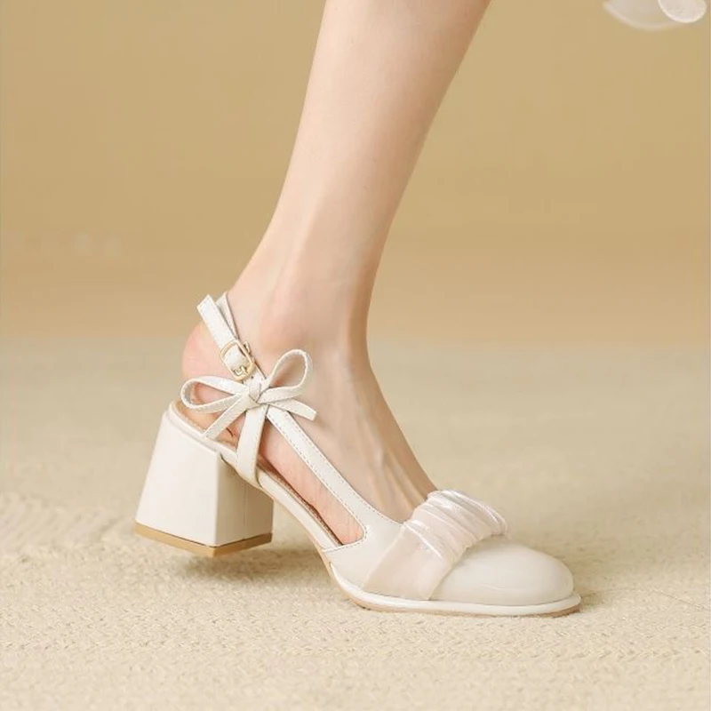 

Clear Heels Fashion Womens Shoes 2022 High Sandals Female Luxury High-heeled Comfort Girls Closed Open Beige New Block Summer