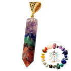 Ожерелье с шестигранной подвеской семь чакр для женщин и мужчин, ожерелье с исцеляющими натуральными камнями рейки, очаровательные ювелирные изделия для здоровья йоги