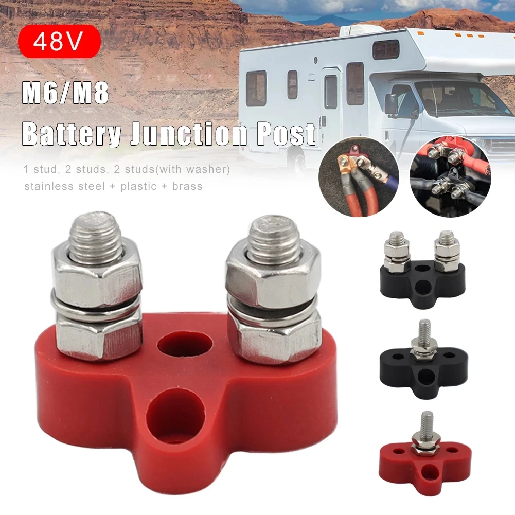 

M6 M8 Terminal Block Studs Bus Bar 5/16" 1/4" BusBar Positive Negative Heavy Duty Power Distribution Stud for Truck RV Boat