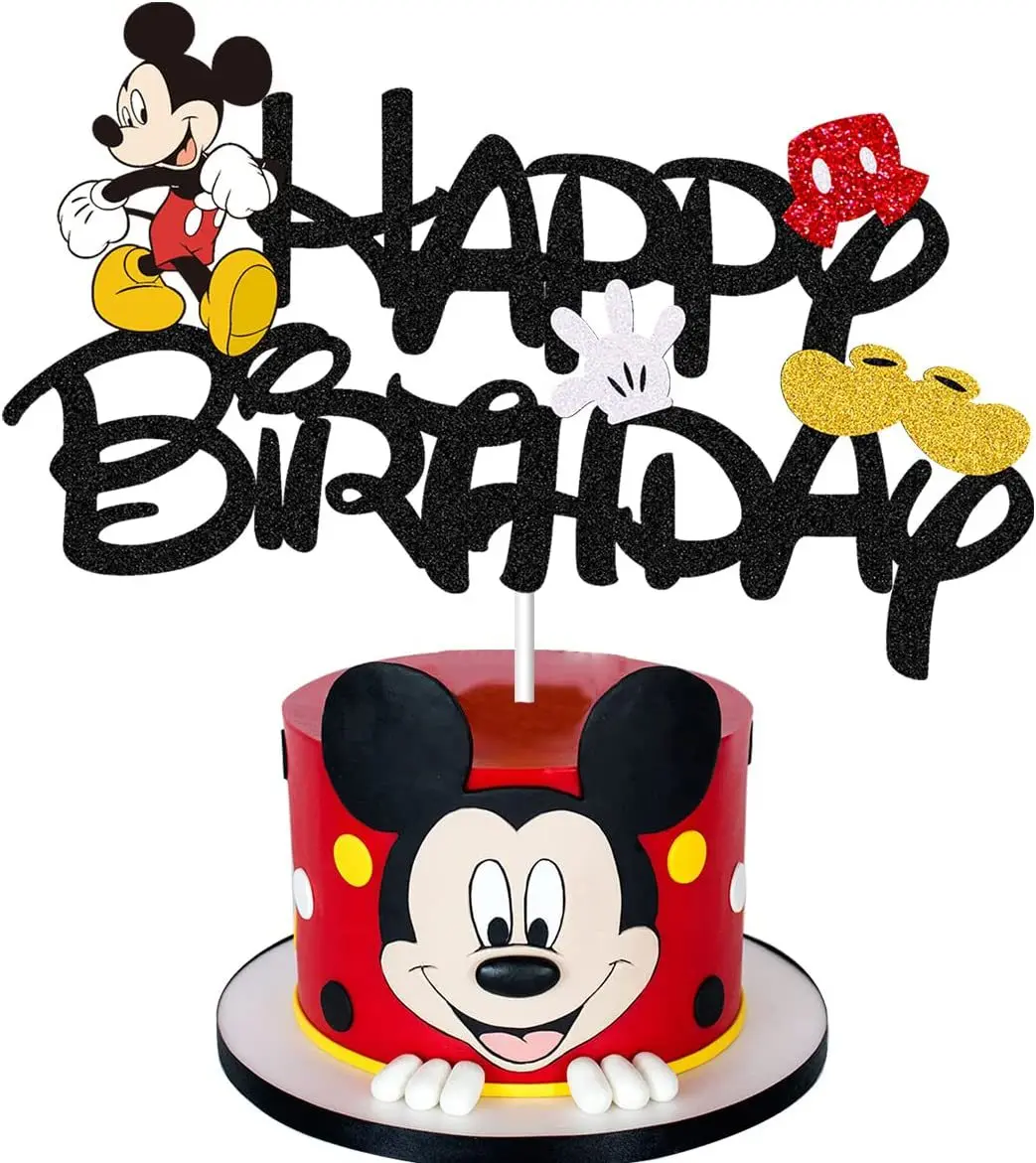 Disney Mickey Minnie Mouse Cake Decoration Twodles Party Cake Topper For Kids Birthday Party Baby Shower Cake Flag Supplies Gift images - 6