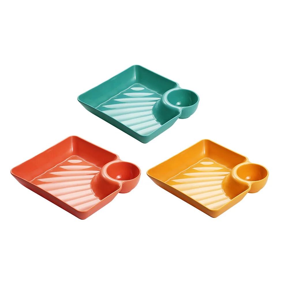 

3 Pcs Pizza Plate Plastic Serving Tray Fired Food Sushi French Fries Vinegar Dish Home Pp Baby