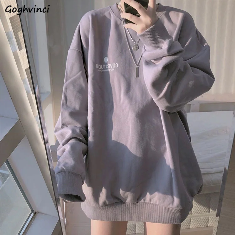

No Hat Hoodies Women Spring Letter Printed Loose Thin Trendy Leisure Chic Womens Sweatshirts All-match Tees Preppy New BF