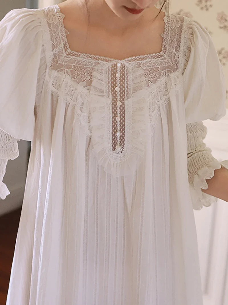 Женская пижама из чистого хлопка во французском стиле ночная рубашка винтажные