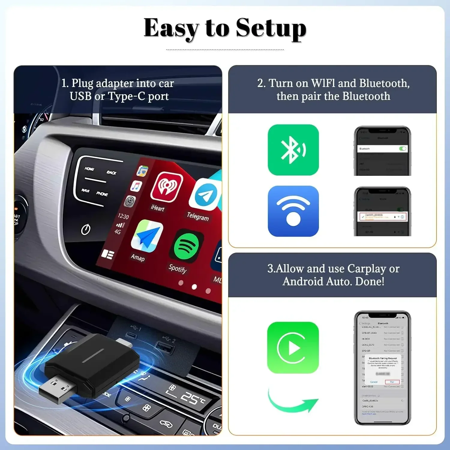 Фото Для Phoebus link Портативная коробка Carplay Ai Умное автомобильное игровое устройство Беспроводной адаптер Carplay Android Auto №5