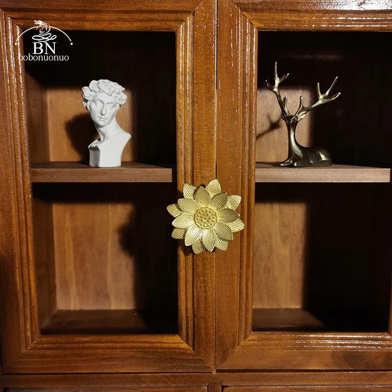 

Твердая латунь в форме лотоса, комод, шкаф, выдвижные ящики, шкафы, мебель в скандинавском пасторальном стиле, фурнитура