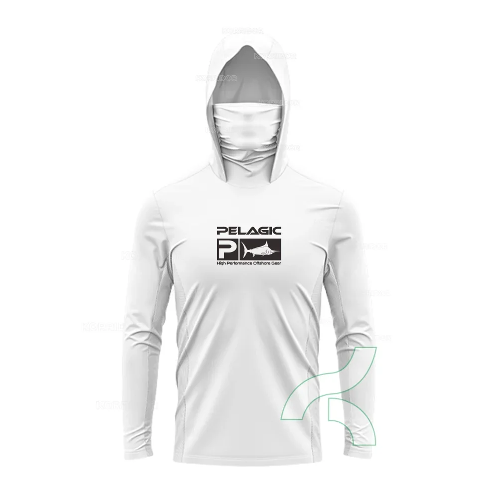 

Pelagic Fishing Shirts Men Hooded Mask Quick Dry Breathable Clothes Summer Long Sleeve UV Protection Caps Scarf Jerseys Apparel