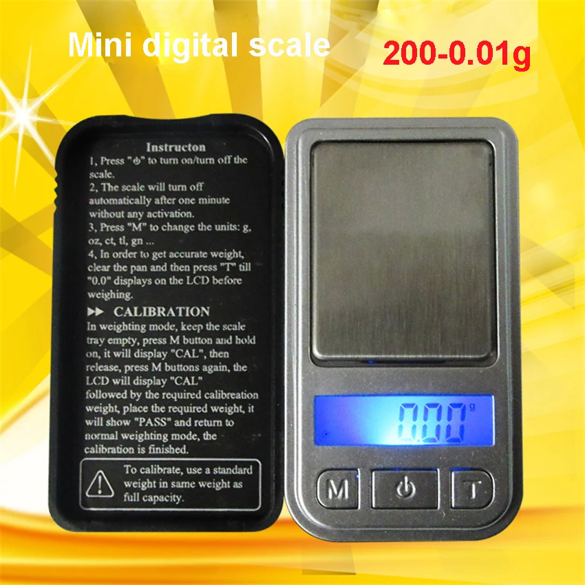 

1pc Accurate Mini digital scale 200G 0.01G LCD backLight Balance Weight Scale for Jewelry gold silver treasure