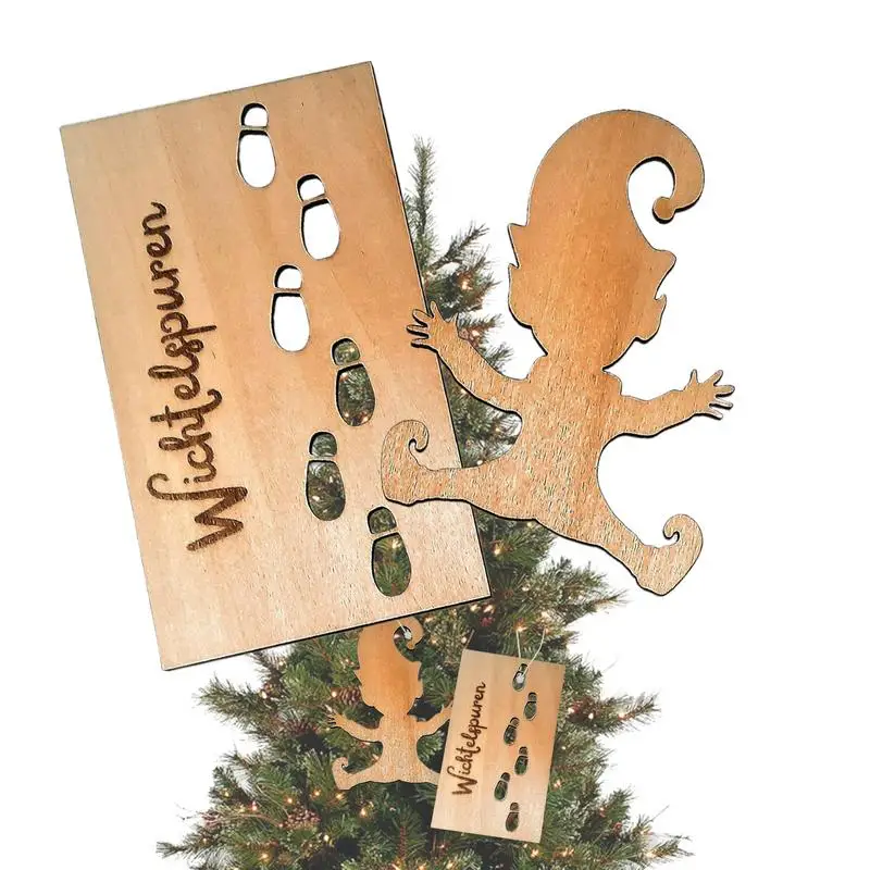 Рождественский новый шаблон гнома следы деревянный карлик эльфы лазерная резка