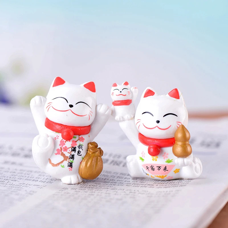 

Wealth Waving Hand Cat Chinese Lucky Cat Cartoon Ornament Cute Waving Arm Beckoning Fortune Cat For Home Office Decoration