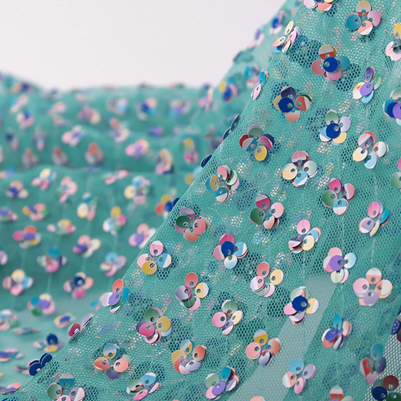 

Sequins Mesh Embroidery Fabric Gown Dress Skirt Costume Decoration Material Craft Bling Sewing Tissue