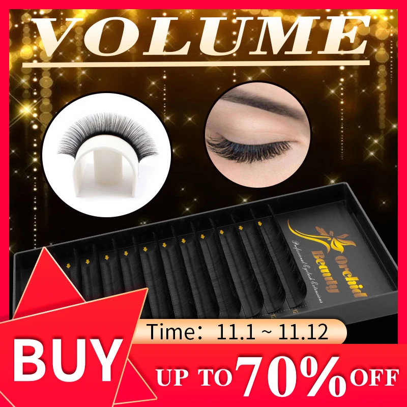 

Orchid Beauty 12 Rows Classic Lash Extension 005-015MM C D 8-15MM Individual Extension Fans Mink Eyelash Eye Beauty Cilios