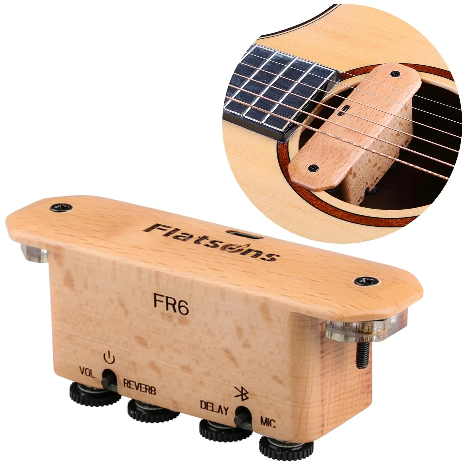 

Guitar Pickup Acoustic Cover Enhancer Reverb and Delay Effect Rechargeable