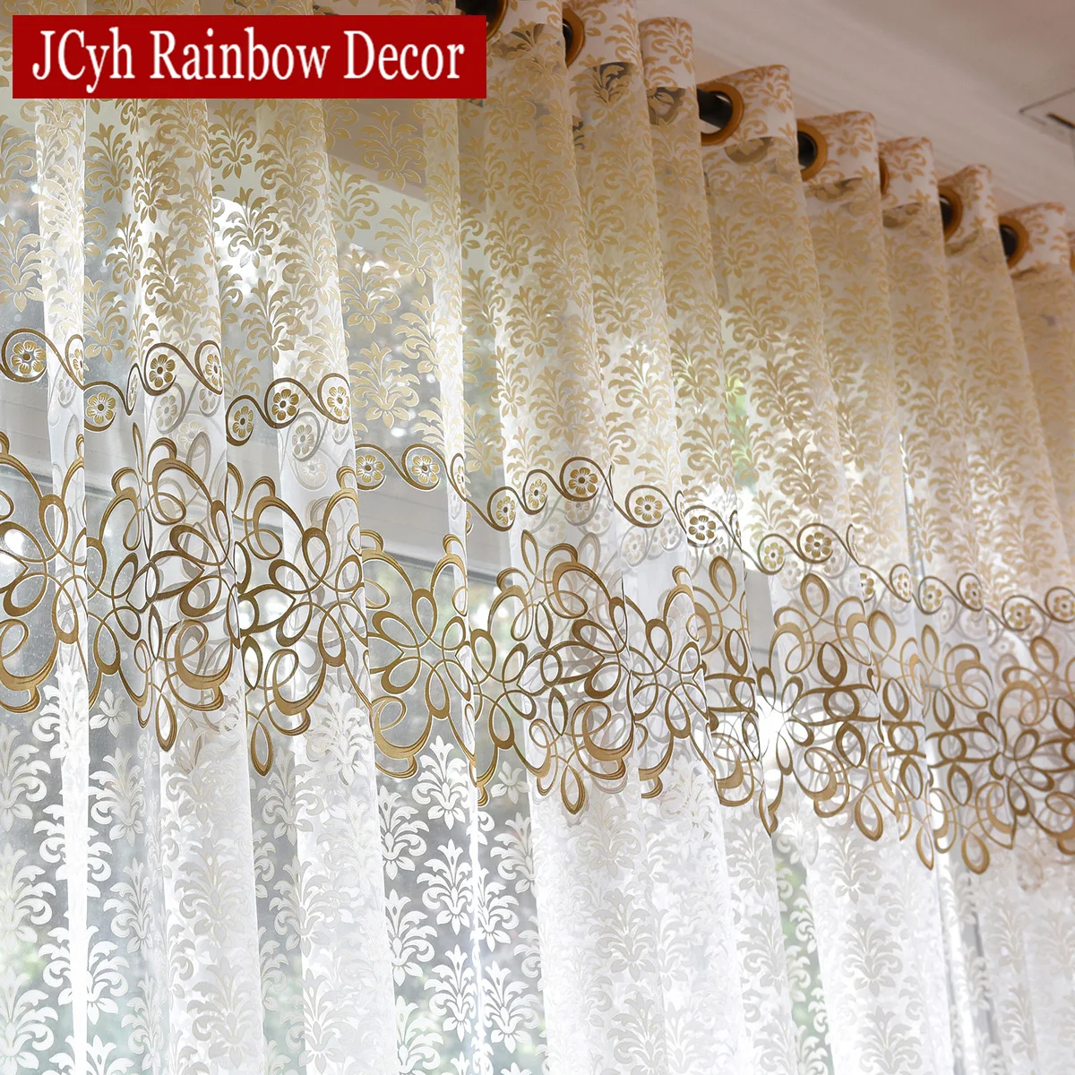 Modern Flora Tulle Curtains For Living Room Bedroom Blue Voile Sheer Window Kitchen Door Curtain Fbric Drapes | Дом и сад