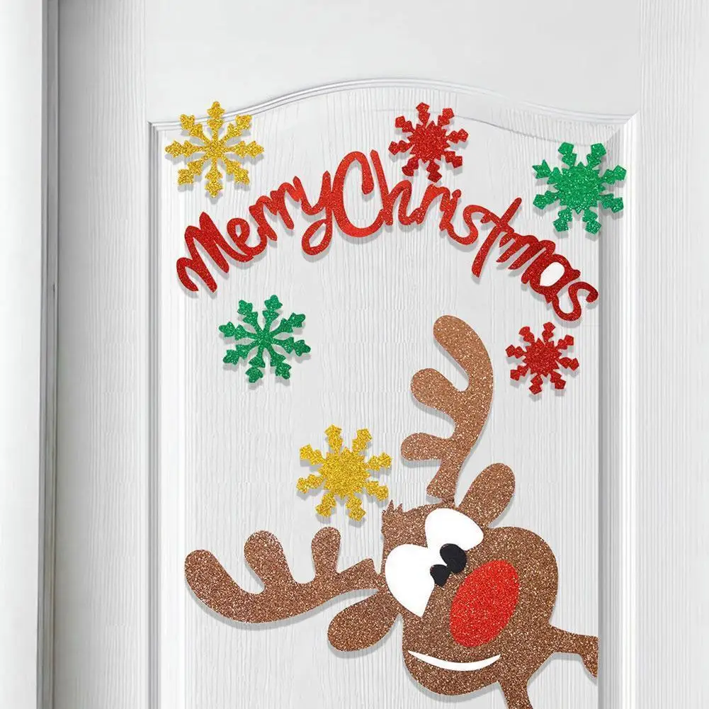 Рождественские украшения наклейки на дверь нетканые Санта-Клаус Рождественская