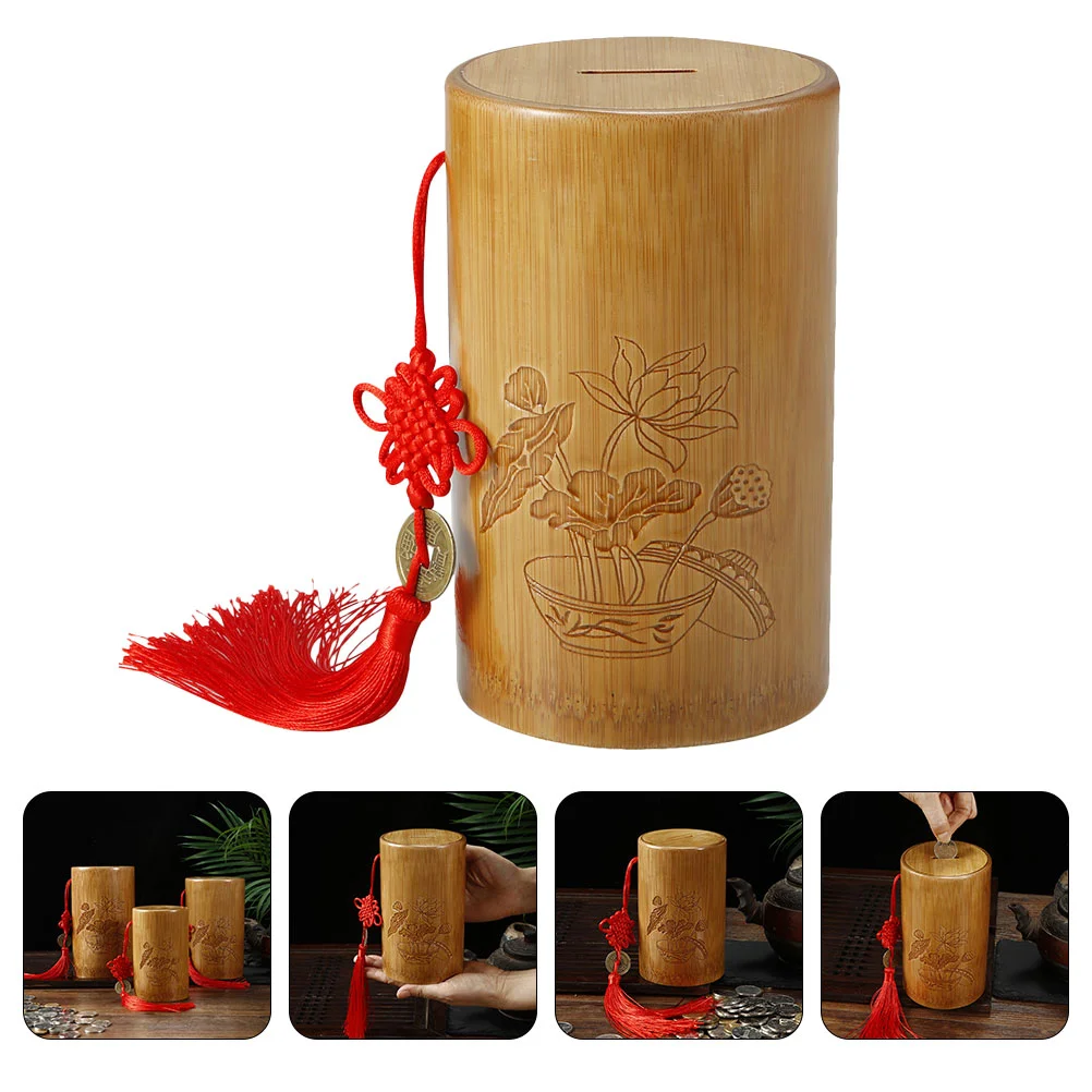 

Elegant Storage Can Cylinder Shaped Piggy Bank Children Festival Gift