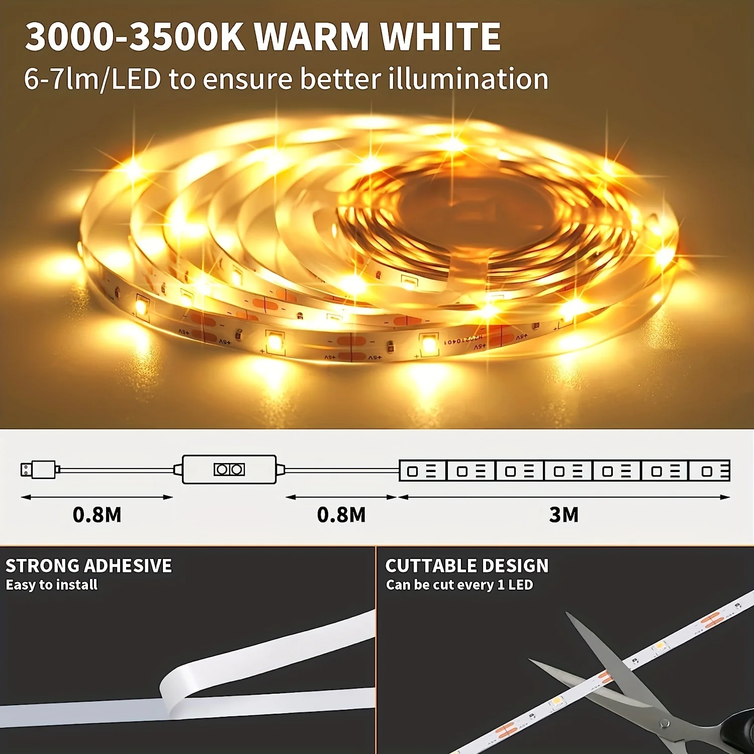 Гибкая силиконовая неоновая лента с USB-датчиком движения 5 В