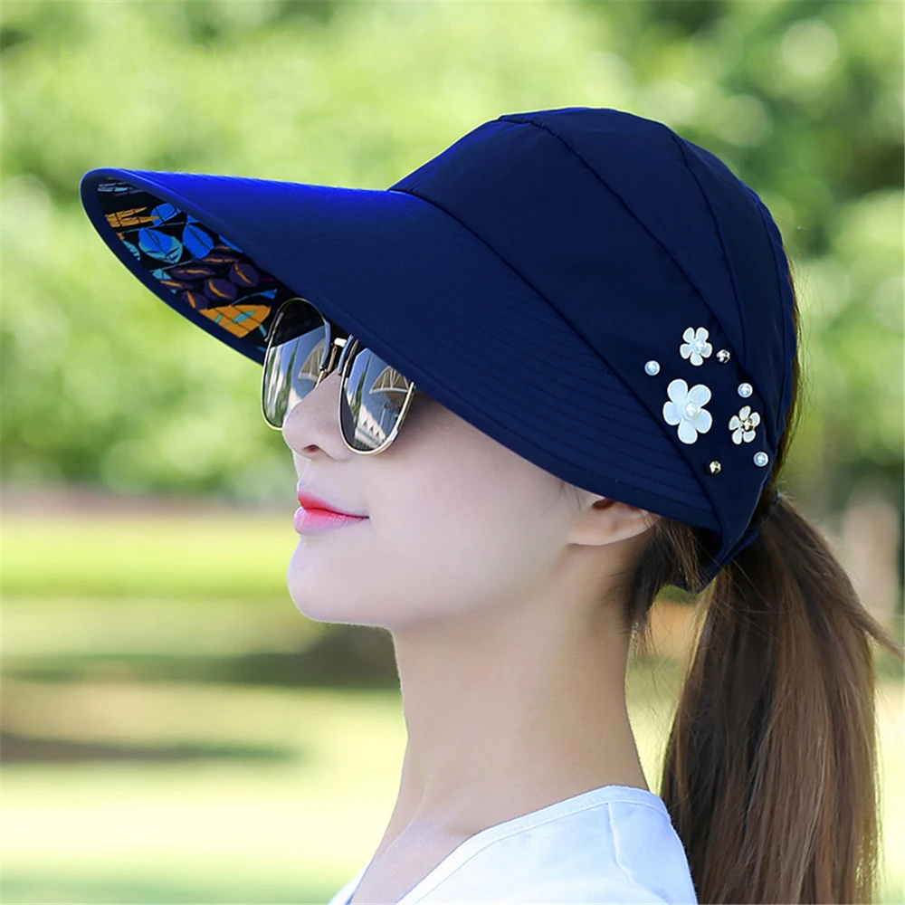 

1pc Golf Cap Simplicity Women's UPF 50+ UV Protection Wide Brim Beach Sun Visor Hat For Wife Girls Gift Uulticolor New Cheap