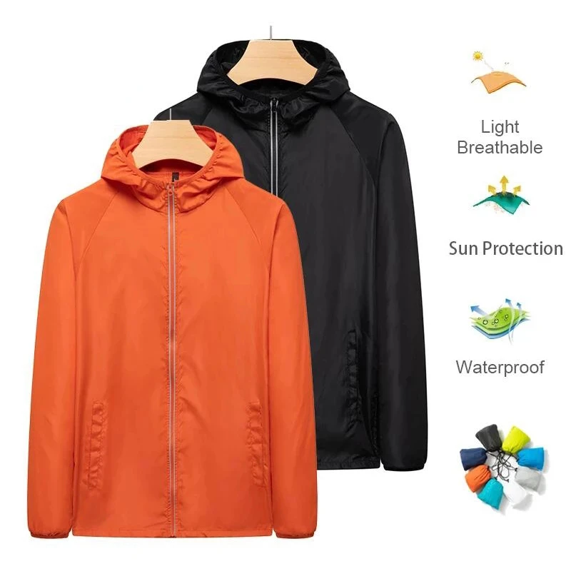 

Men's Hiking Camping Waterproof Jacket Women Reflective Sun Protection Clothing Unsiex Large Size Outdoor Windbreakers