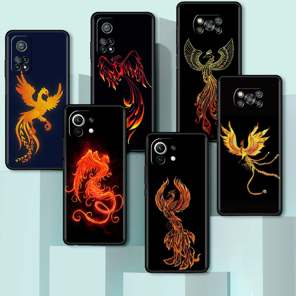 Чехол с Фениксом для Xiaomi Mi Poco X3 NFC 12 11 Lite 11T 10T Pro 9T Note 10 F3 M3 F1 12X Черный силиконовый