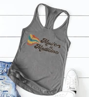 music is medicine tank top vintage music tank top hippie women clothing retro music tank music lover tank letter clothes l