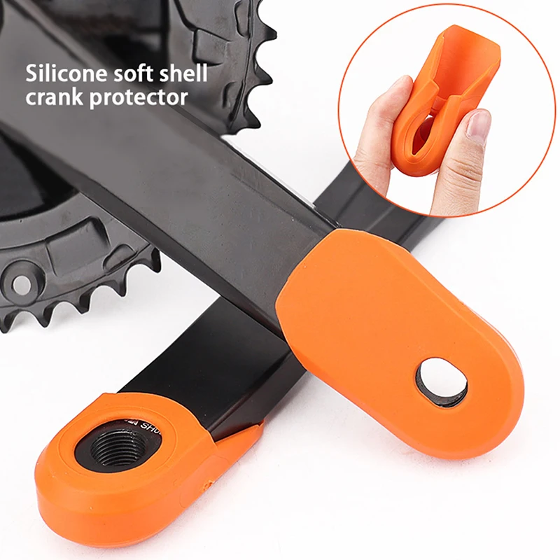 2 Pcs Silicone MTB Road Bike Crank Arm Skin Protectors Sleeve Cover Boot Cap Tools Kit Outdoor Cranksets Bicycle Components