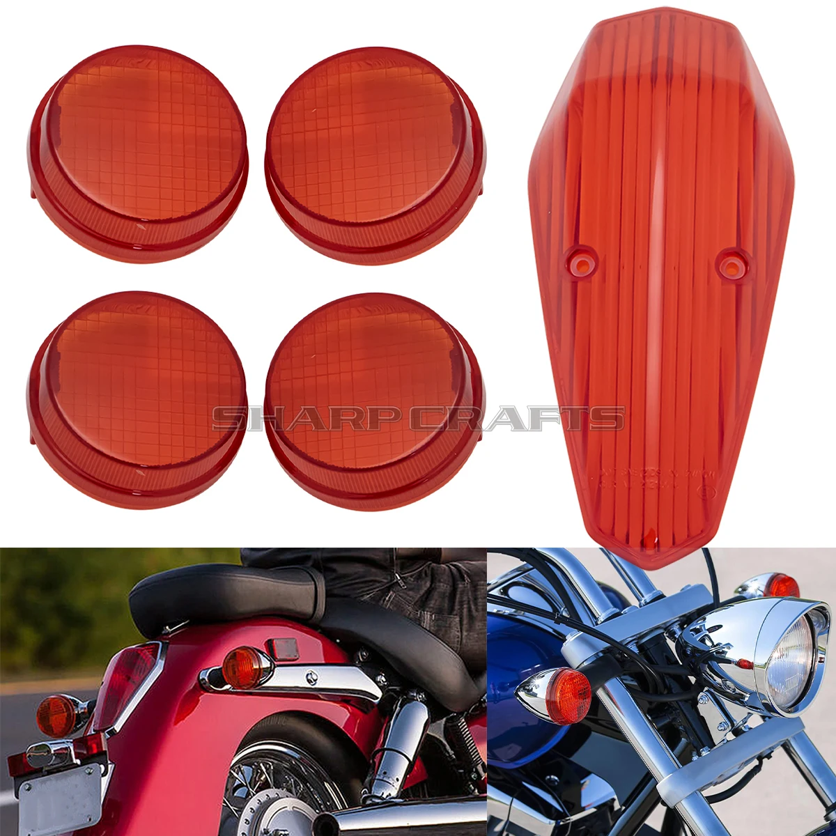 Фото Мотоциклетные стоп-сигналы поворота, линзы для Honda Shadow VT750C aero 2004-2023 VT1300CR/CT Stateline Interstate 2010-2016 №1