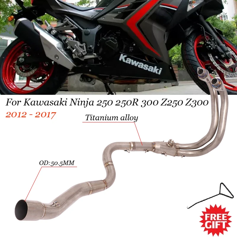 

For Kawasaki Ninja 250 300 Z250 Z300 Ninja250 EX250M 2012 - 2017 Motorcycle Exhaust Titanium Alloy 51MM Escape Front Link Pipe