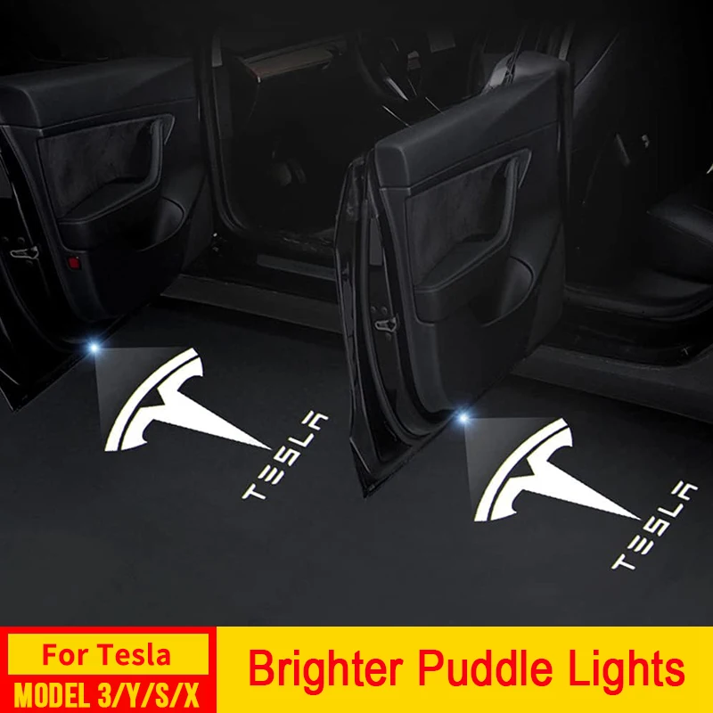 

Upgraded Tesla Model 3 Y S X Puddle Lights Car Door LED Logo Projector 3D Laser Ghost Shadow Lamp Accessories 2023 2022 2021